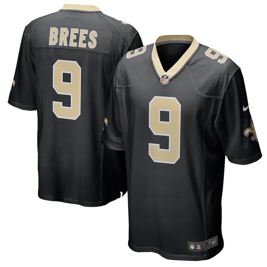 Men New Orleans Saints #9 Drew Brees Nike Black Team Color Game NFL Jersey